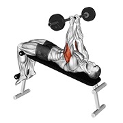 Declinado close grip to skull press con barra