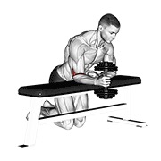 Over bench one arm neutral wrist curl con mancuerna