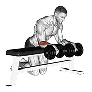 Over bench wrist curl con mancuerna