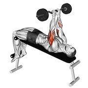 Ez con barra declinado close grip face press