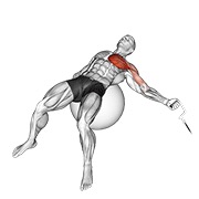 One arm aperturas on exercise ball en polea