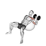 Inclinado one arm press on exercise ball con mancuerna