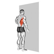 One arm against wall