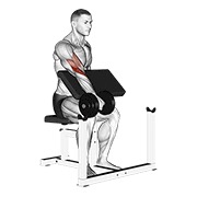 One arm inverso preacher curl con mancuerna