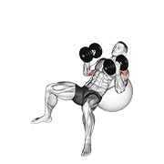 Inclinado hammer press on exercise ball con mancuerna