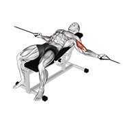Two arm curl on inclinado bench en polea