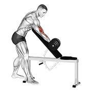 De pie one arm curl over inclinado bench con mancuerna