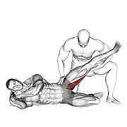 Asistido side tumbado adductor stretch