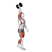 Single arm sobre la cabeza carry con mancuerna